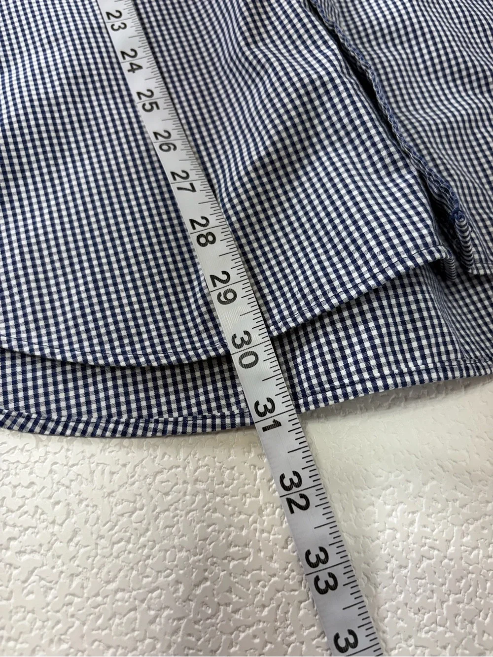 Banana Republic Men's Blue and White Micro-Check Button-Down Dress Shirt 3312